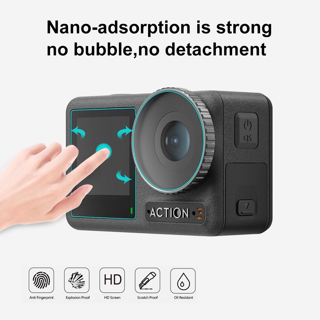 Tempered Glass Film Set For Dji Action 3 Protection Of Screens And Lenses