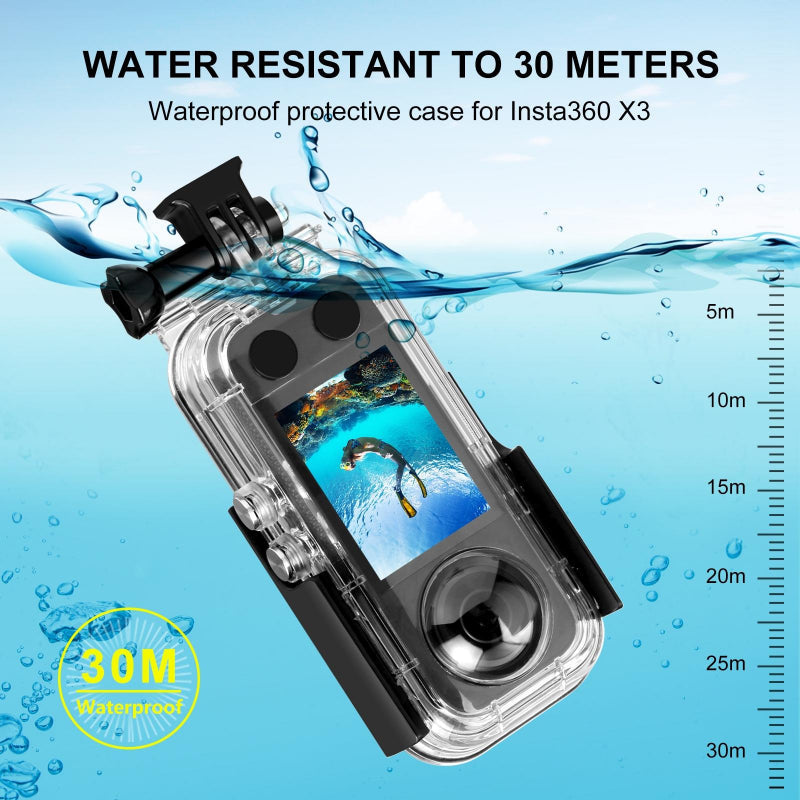 Waterproof Housing For Insta360 X3 Action Camera With 30 Metre Depth Protection