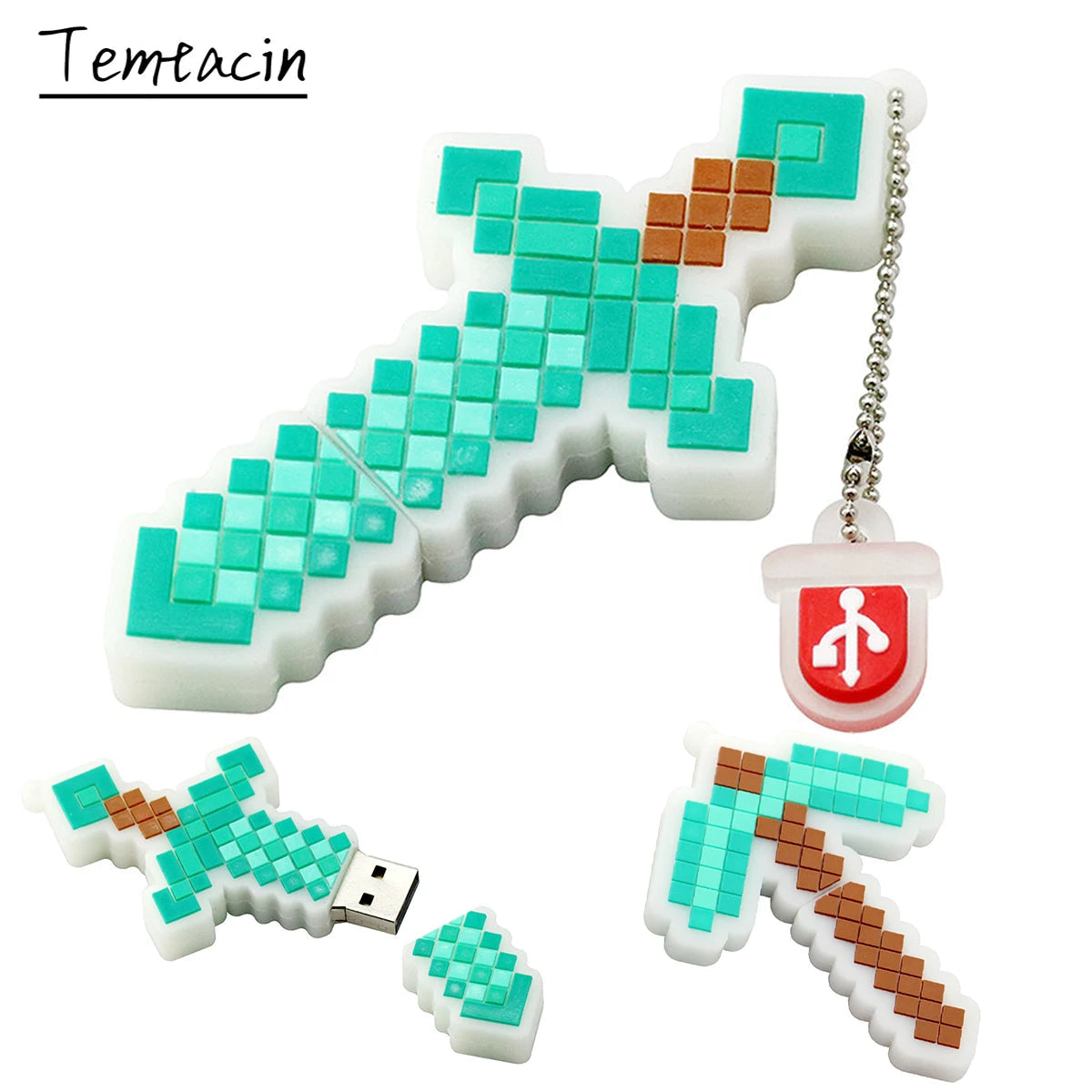 Pendrive Green Sword Usb Flash Drive 16Gb 32Gb 64Gb 128Gb 256G Cartoon Pickaxe 2.0 Memory Stick Cle Disk