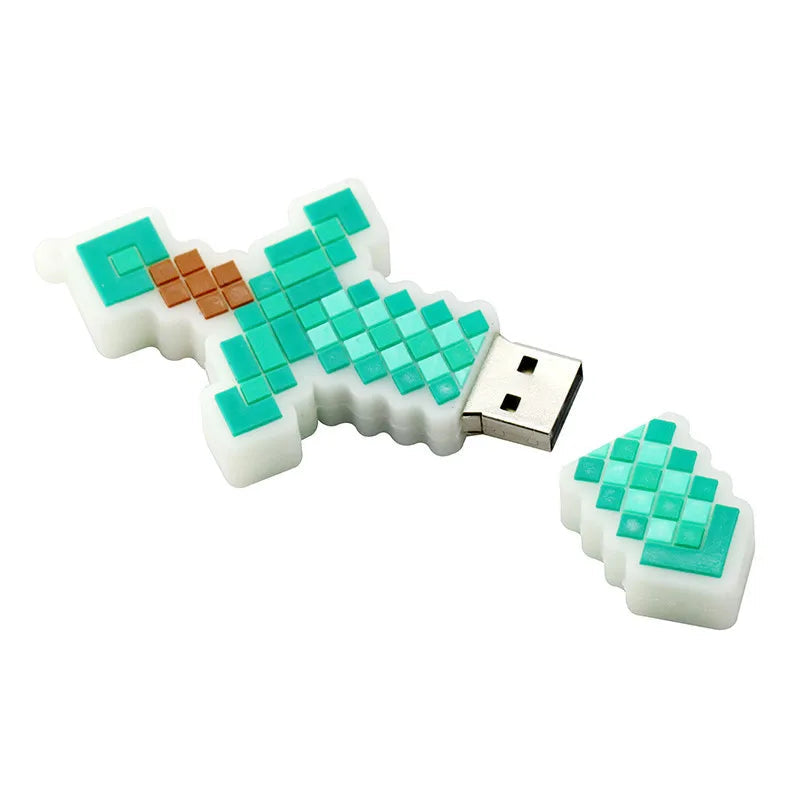 Pendrive Green Sword Usb Flash Drive 16Gb 32Gb 64Gb 128Gb 256G Cartoon Pickaxe 2.0 Memory Stick Cle Disk