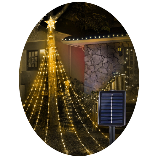 Pentagram Waterproof String Light Solar Christmas Decorations 3M 2M Led Waterfall Tree Fairy Lamp
