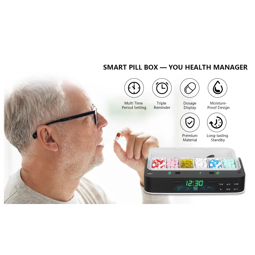 Pill Dispenser With Alarm Daily Medicine Organizer Up To 7 Alarms Day Smart Box Christmas Gift Reminder