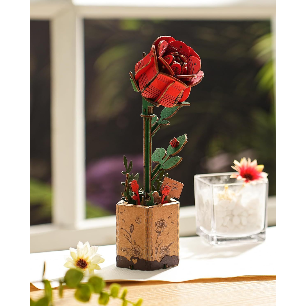 Robotime 3D Puzzle Flowers Wooden Model Kits For Adults To Build Artificial Decoration Home Accessories Living Room Gift