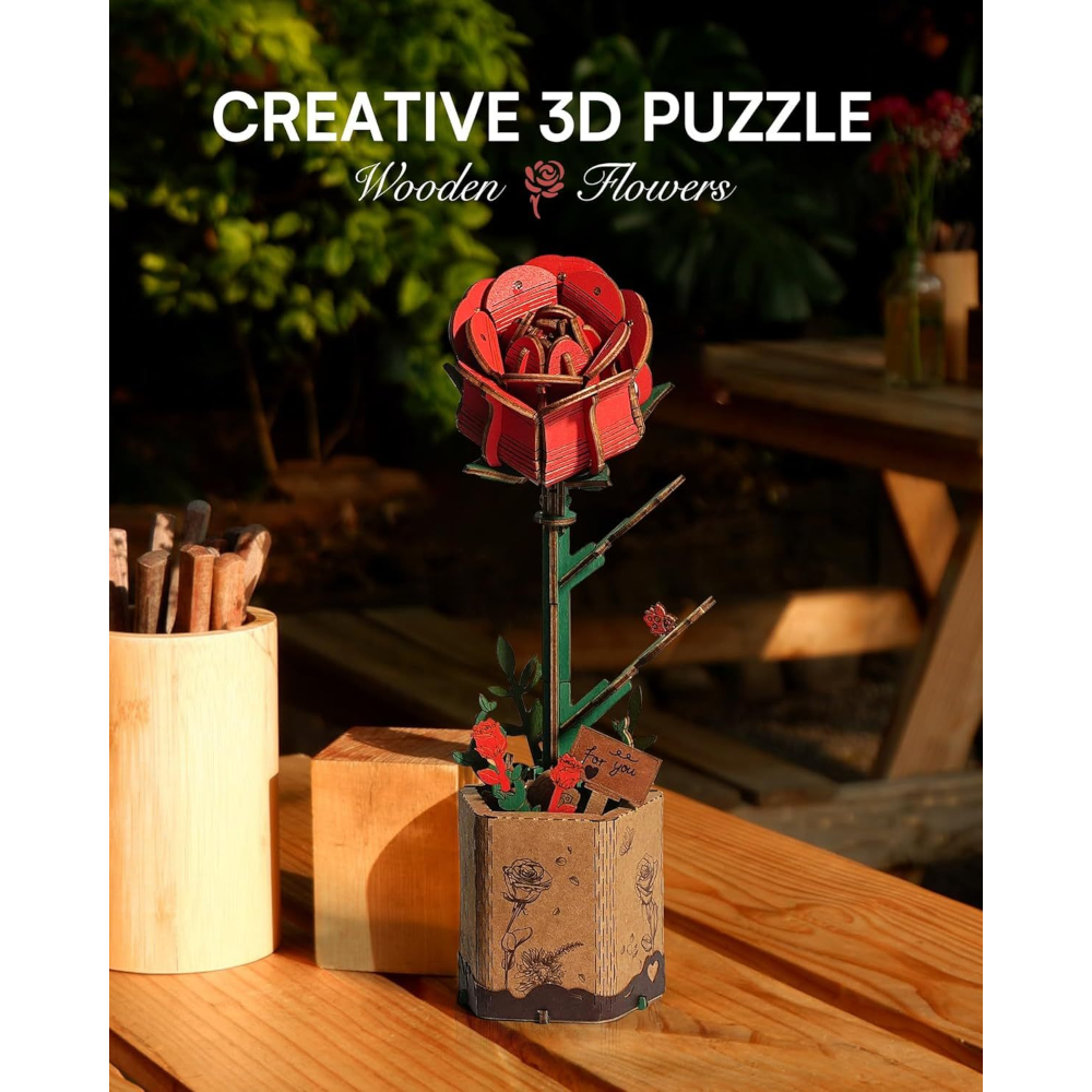 Robotime 3D Puzzle Flowers Wooden Model Kits For Adults To Build Artificial Decoration Home Accessories Living Room Gift