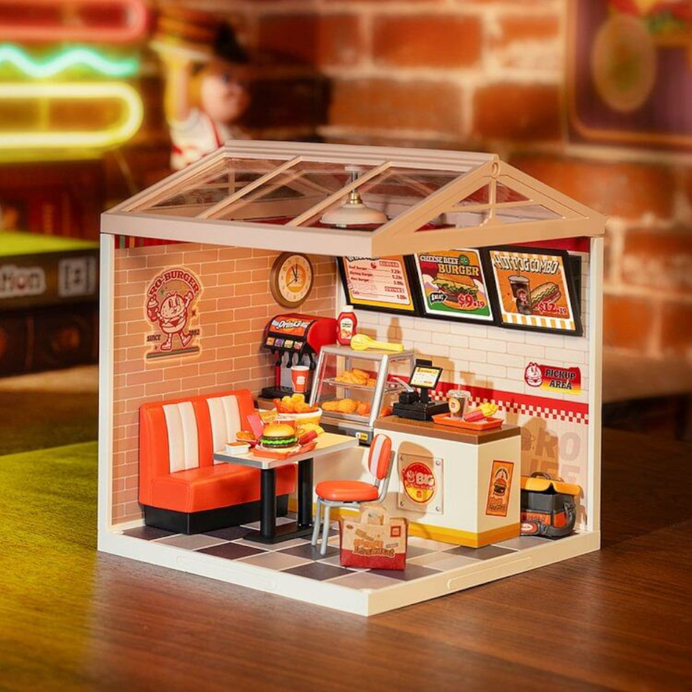 Diy Miniature Dollhouse Kits Yum Burgers With Led Building Craft Dw010