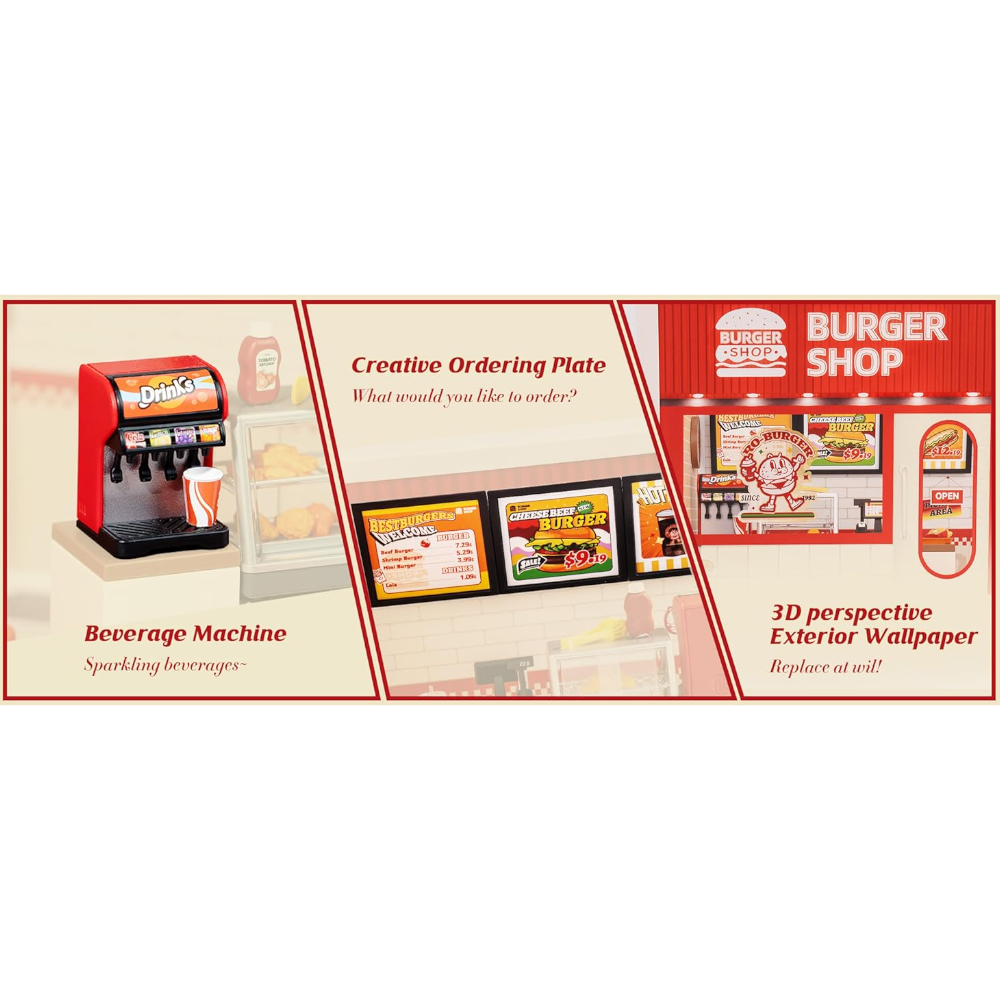 Diy Miniature Dollhouse Kits Yum Burgers With Led Building Craft Dw010