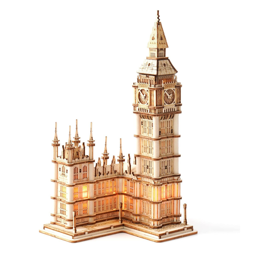 Robotime Rokr 3D Wooden Puzzle Diy Big Ben Toys With Led Light For Teens Xmas Gifts Tg507