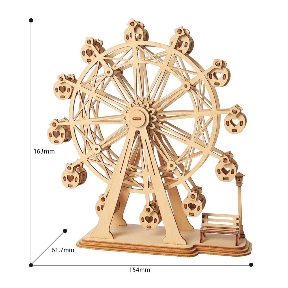 Robotime Rolife Ferris Wheel Woodcraft Construction Kit Modular Mechanical Model 3D Wooden Puzzle For Self Assembly Toy