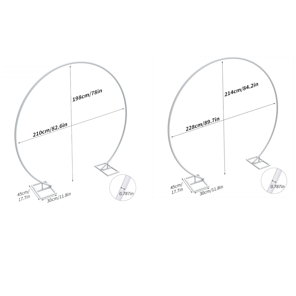 2.1M/2.4M Removable Round Wedding Arch Metal Backdrop Flower Frame