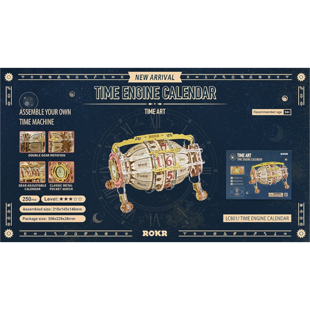 Rokr Time Engine Calendar 3D Wooden Puzzle Model Toys For Children Kids Lc801