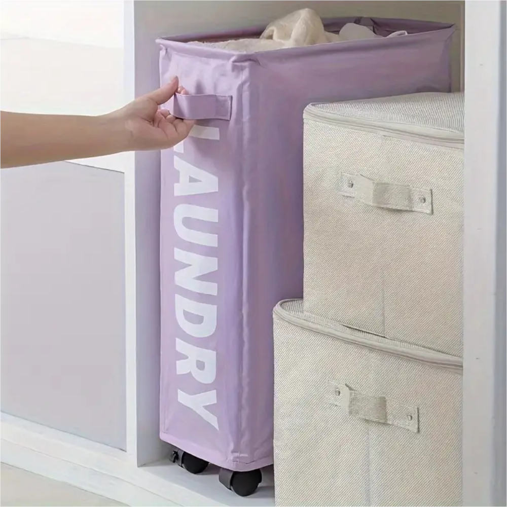 1 Sets of Elosung 1 Sets Of Rolling Laundry Basket With Wheels 42L Capacity 39*18.5*58Cm