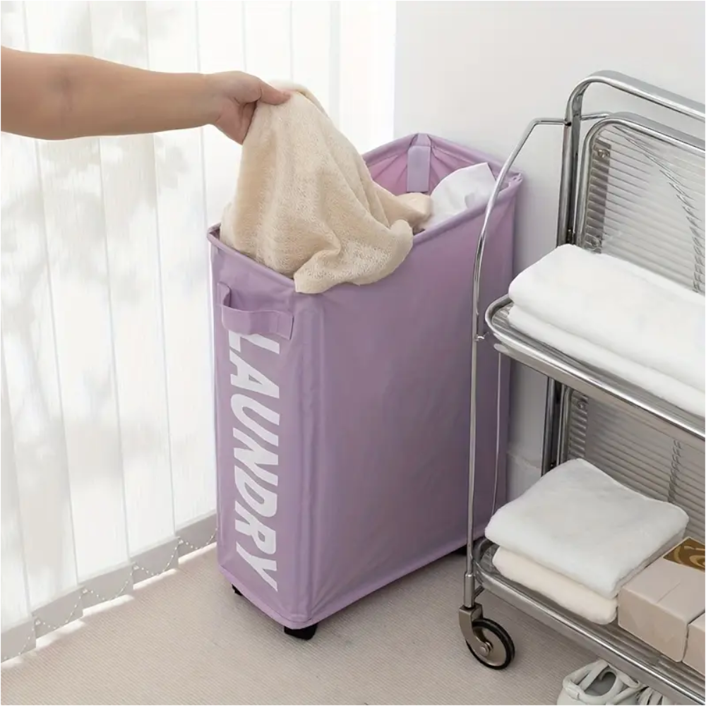 1 Sets of Elosung 1 Sets Of Rolling Laundry Basket With Wheels 42L Capacity 39*18.5*58Cm
