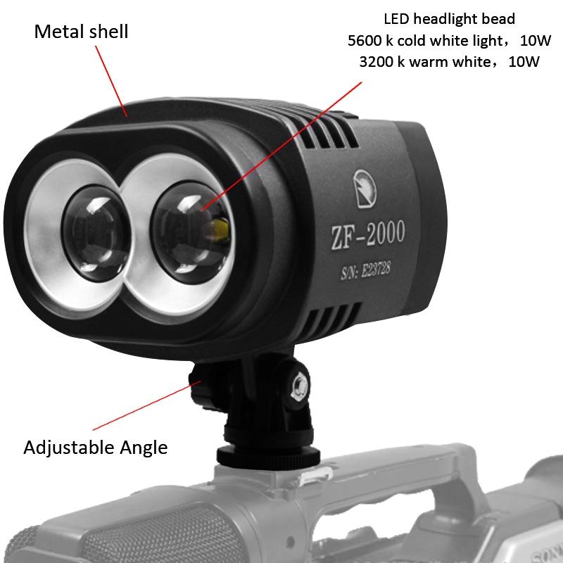 Two Led Video Lights For Camera And Camcorder Zf 2000 With Adjustable Colour Temperature