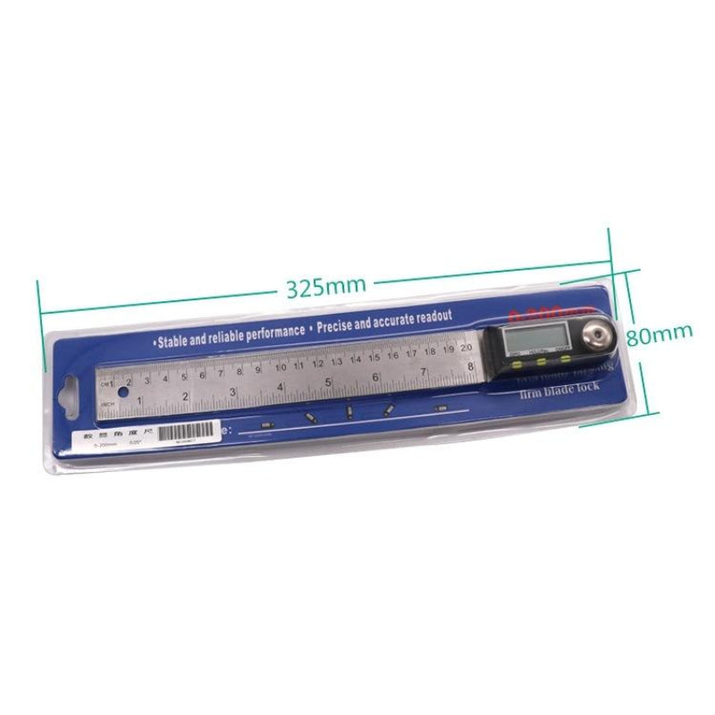 2 In 1 Digital Angle Finder Protractor Goniometer Ruler With Stainless Steel Design