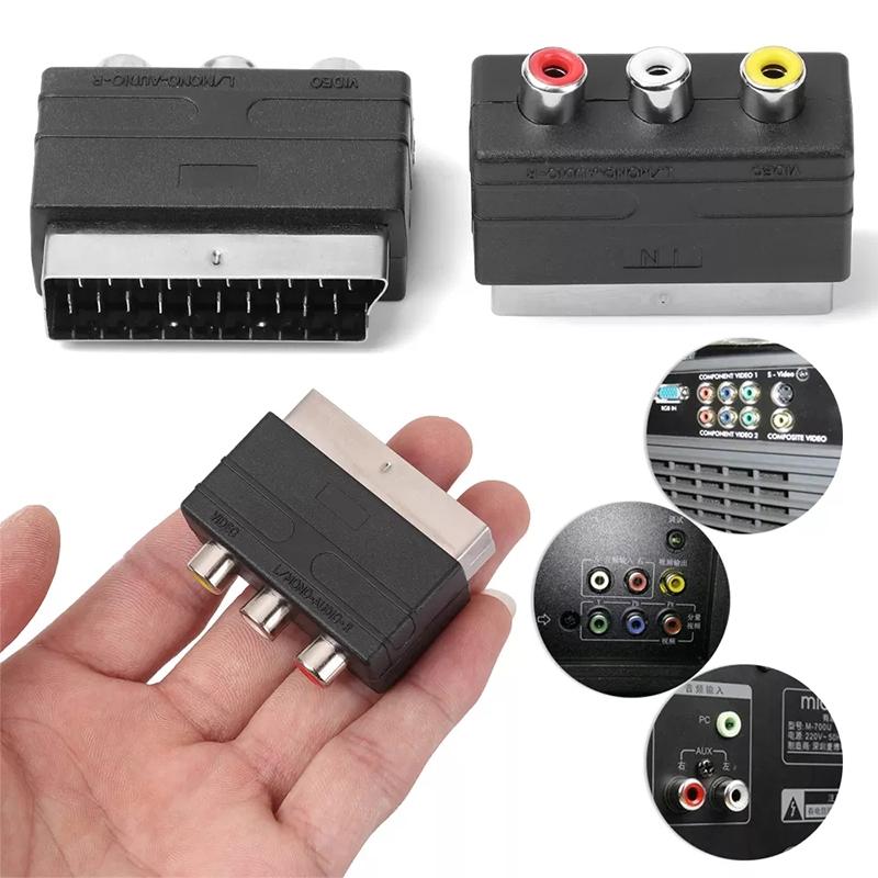 20 Pin Male Scart Adapter For Audio Video Devices With Phono Connectors