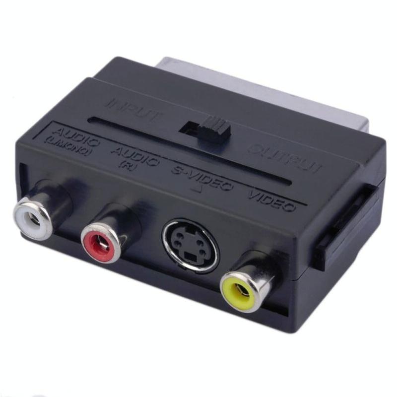 Scart Male To Video And Three Rca Audio Adapter In Black