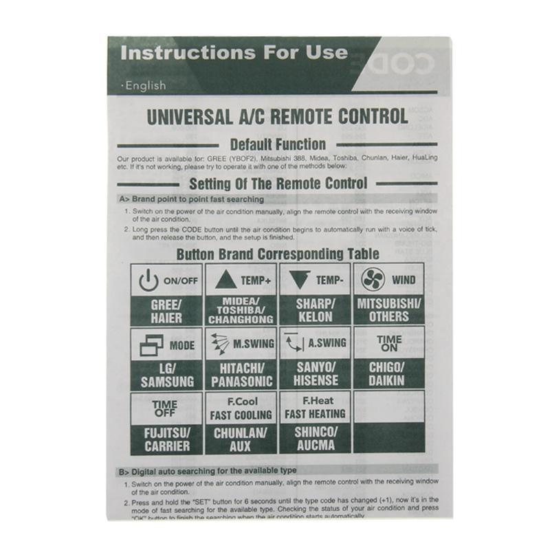 Universal Air Conditioner Remote Controller With Flashlight And 1000 Functions