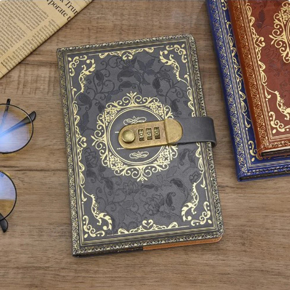 New A5 Retro Password Notebook With Lock Diary Book Student Vintage Sub Supplies