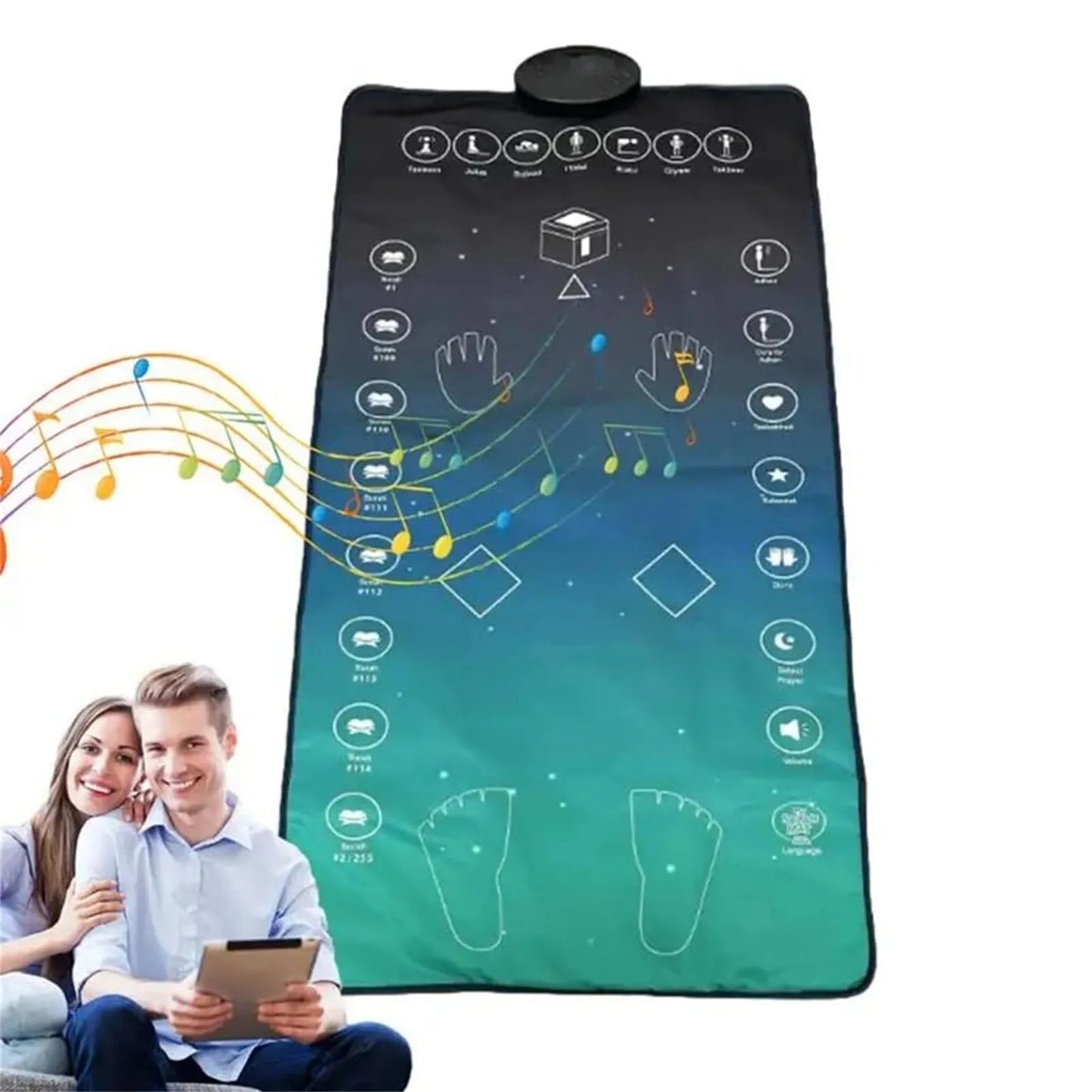 Smart Led Prayer Mat With One Touch Reminder & Sound Function Waterproof Flame Retardant Portable Worship Blanket For Ho