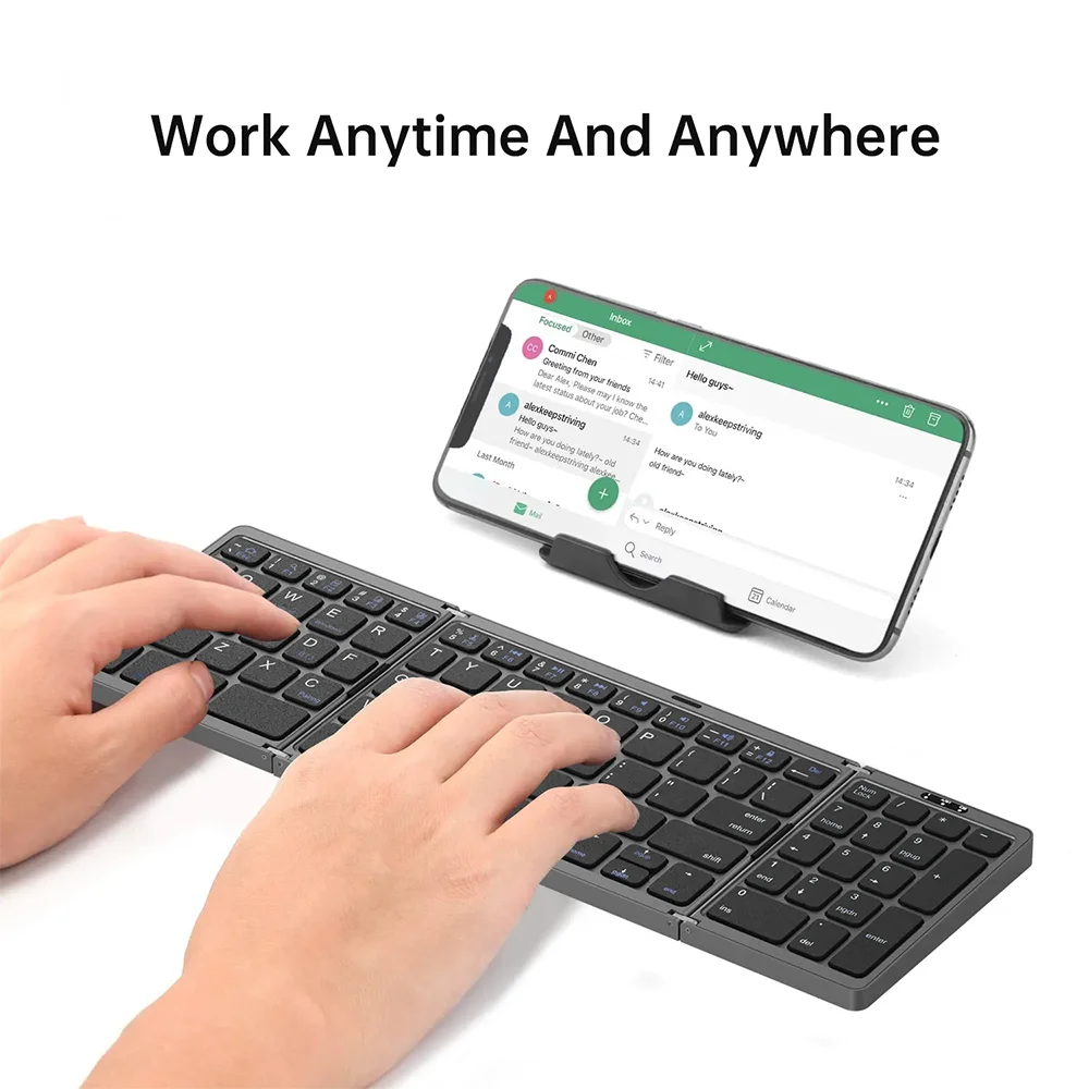 Foldable Wireless Bluetooth Keyboard Rechargeable Folding For Ipad Mobile Tablet Notebook Office Mini