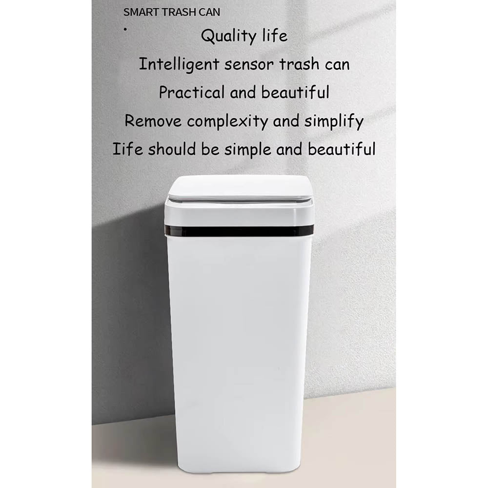 Bathroom Touchless Trash Can 12L Automatic Motion Sensor Lid Odor Proof Bin