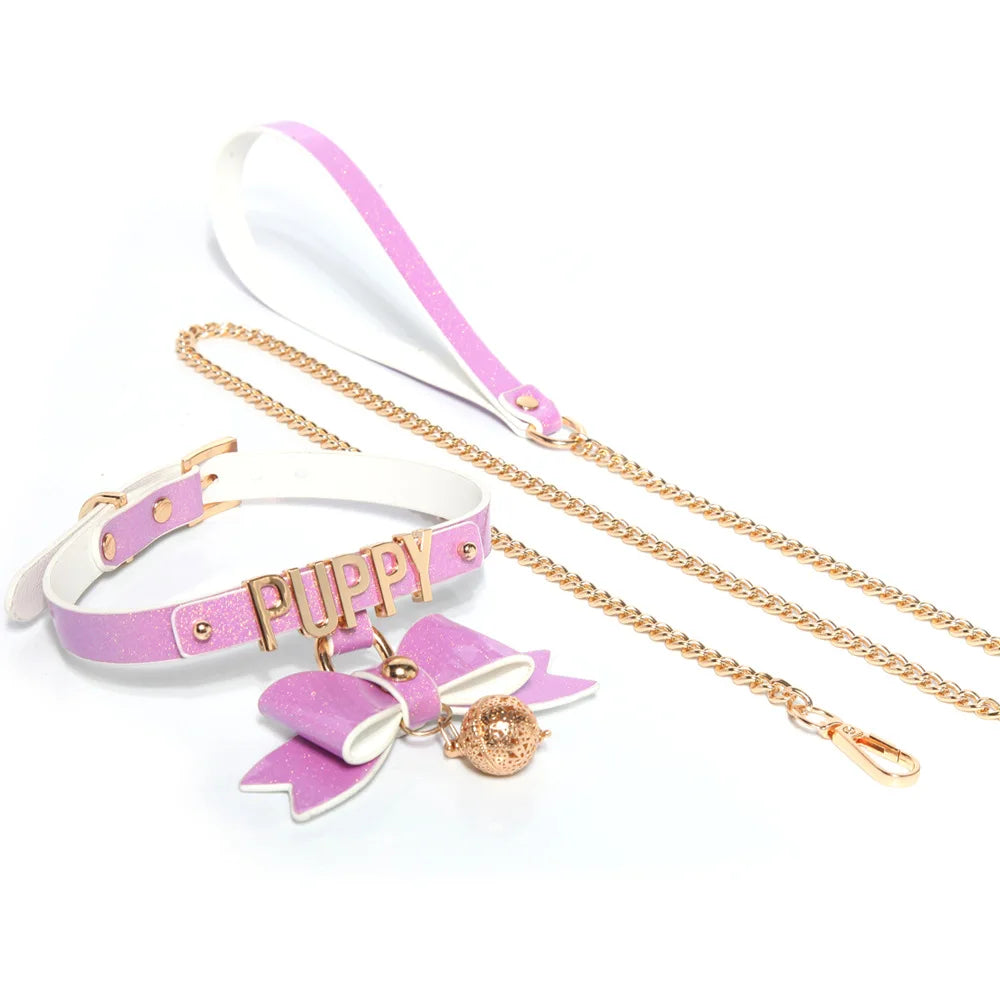 Bdsm Choker With Glowing Bell Lead Rope Puppy Play Sextoy For Women Couple Collar Bondage Harness Woman Accessories Sexy