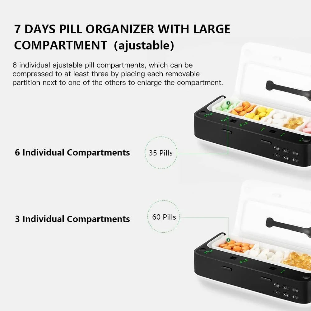 Pill Dispenser With Alarm Daily Medicine Organizer Up To 7 Alarms Day Smart Box Christmas Gift Reminder