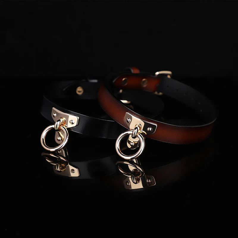 Blackwolf Bondage Genuine Leather Collar Slave Bed Neck Restraint With Leash Bdsm Erotic Sex Toys For Women Couples Adul