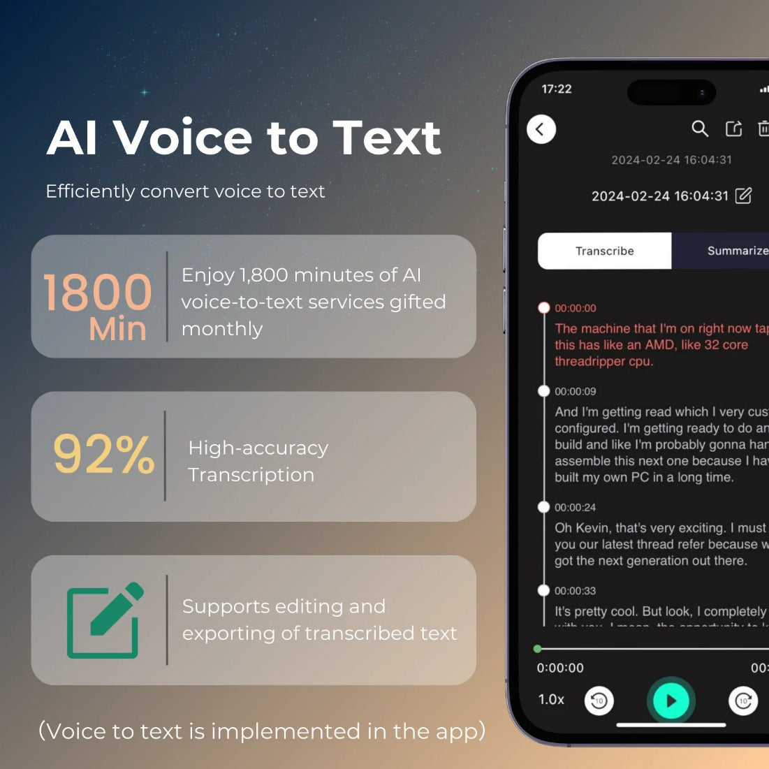 Ai Powered Voice Recorder And Call With Speech To Text & Summarization Supports 100 Languages 64Gb Storage
