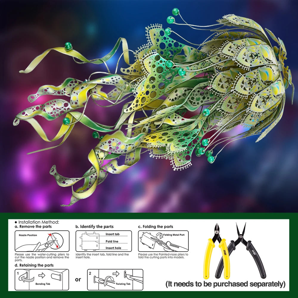Piececool Model Building Kits Colourful Jellyfish Puzzle 3D Metal Diy Toys Jigsaw For Adult Brain Teaser Teens Gifts