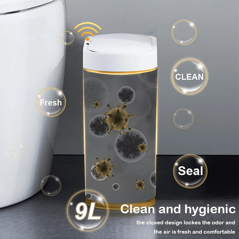 7/9L Automatic Sensor Trash Can Fashionable Roman Striped Bathroom Toilet Smart Kitchen Induction Garbage Bin Dustbin