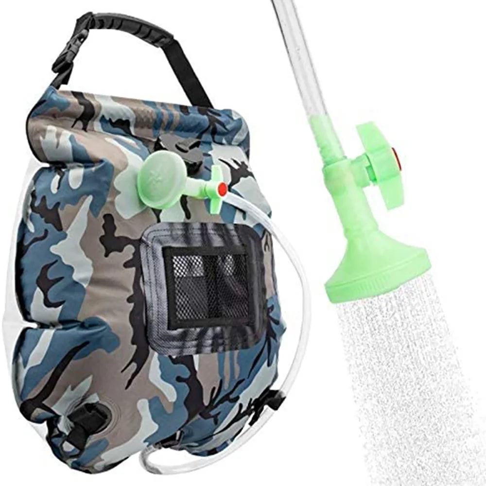 Solar Shower Bag 20L Outdoor Heating Premium Camping Hot Water Temperature 45Ac With Removable Hose Head
