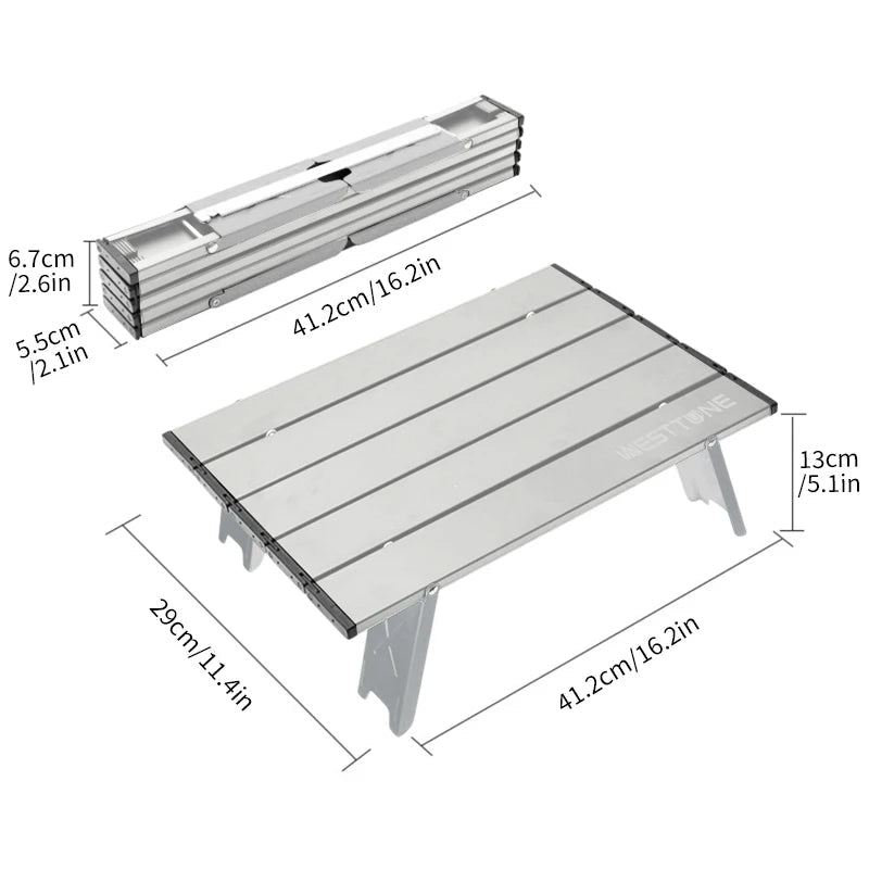 Westtune Mini Camping Table Ultralight Portable Aluminum Alloy Outdoor Roll Up Folding For Backpacking Picnic Bbq