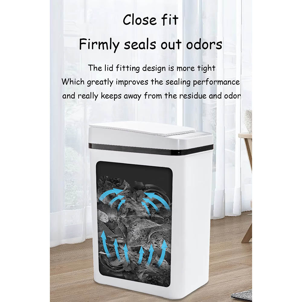 Bathroom Touchless Trash Can 12L Automatic Motion Sensor Lid Odor Proof Bin