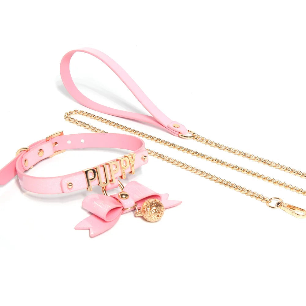 Bdsm Choker With Glowing Bell Lead Rope Puppy Play Sextoy For Women Couple Collar Bondage Harness Woman Accessories Sexy