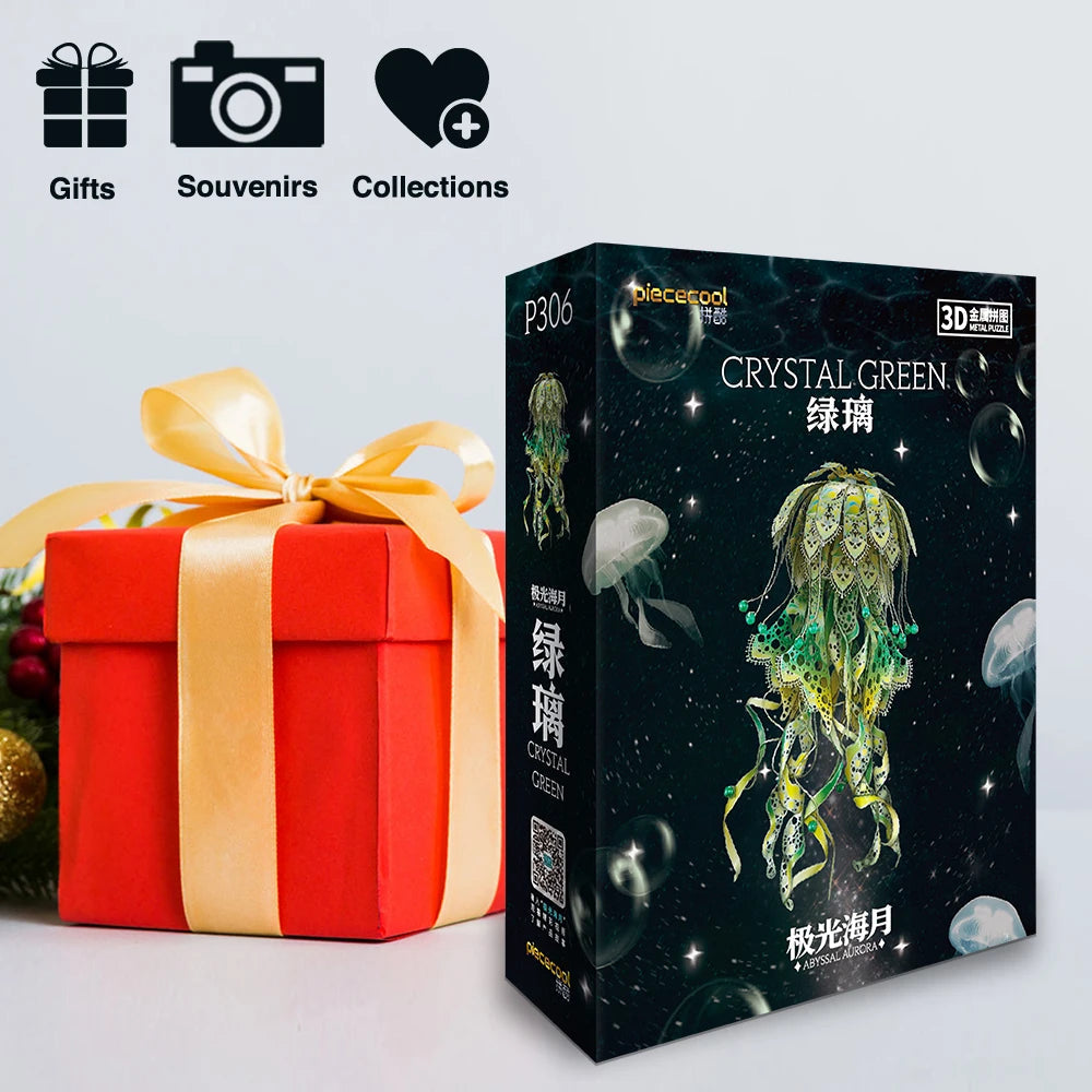 Piececool Model Building Kits Colourful Jellyfish Puzzle 3D Metal Diy Toys Jigsaw For Adult Brain Teaser Teens Gifts