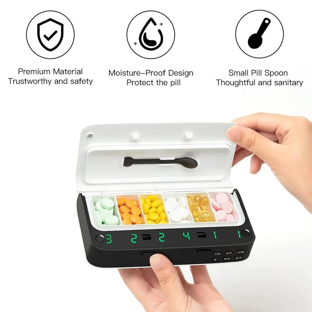 Pill Dispenser With Alarm Daily Medicine Organizer Up To 7 Alarms Day Smart Box Christmas Gift Reminder