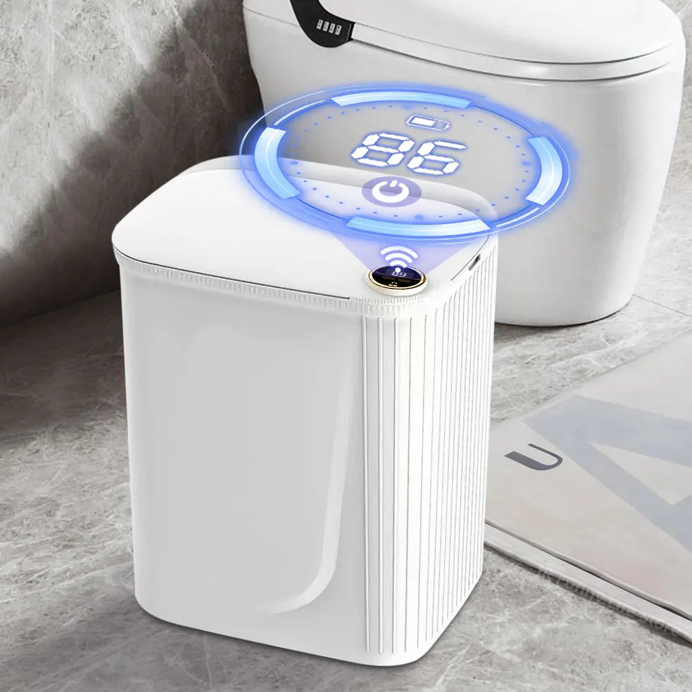 20L Smart Sensor Trash Can With Display Type Recharging Automatic Wastebin For Bathroom Kitchen Toilet Wastebasket Home