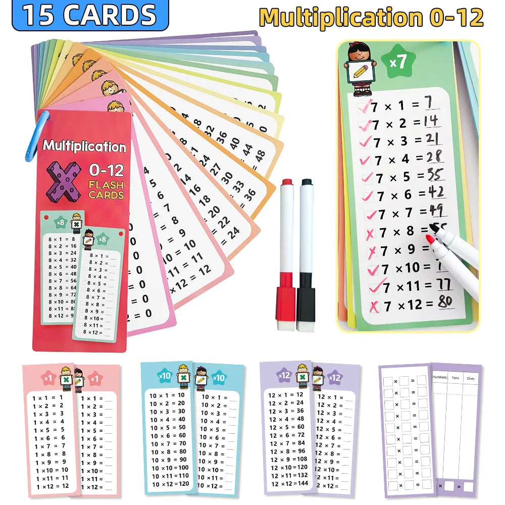 0-12 Times Table Cards Multiplication Charts Self Check Math Learning Tool Montessori Mathematical Training Teaching Aid