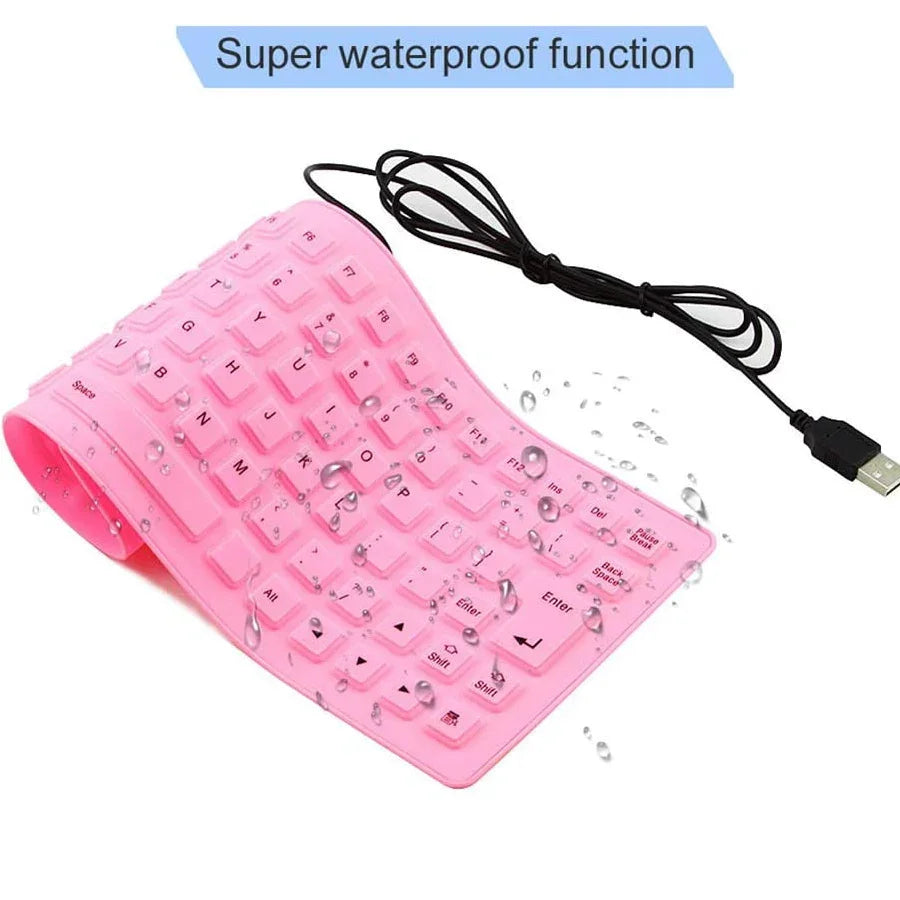 Foldable Silicone Keyboard Usb Wired 85 Keys Waterproof Rollup Silent Typing Soft Touch For Pc Notebook Laptop