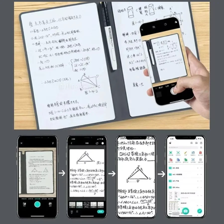 A5 Reusable Whiteboard Notebook Set With Pen Erasing Cloth Leather Memo Pad Weekly Planner Portable Stylish Office