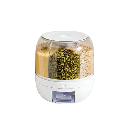 360 Degree Rotating Rice Dispenser Sealed Dry Cereal Grain Bucket Moisture Proof Kitchen Food Container Storage Box