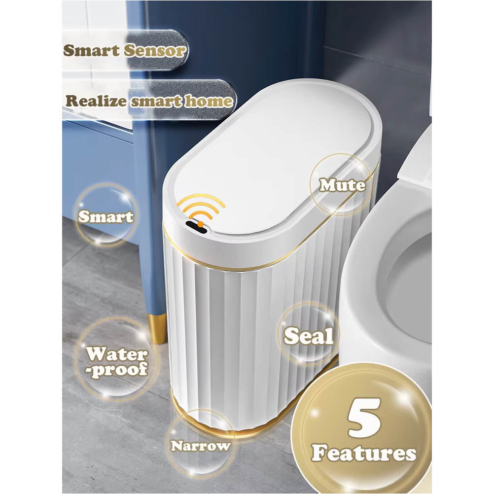 7/9L Automatic Sensor Trash Can Fashionable Roman Striped Bathroom Toilet Smart Kitchen Induction Garbage Bin Dustbin