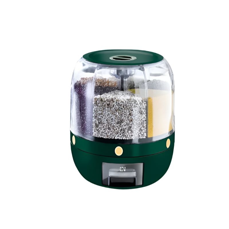 360 Degree Rotating Rice Dispenser Sealed Dry Cereal Grain Bucket Moisture Proof Kitchen Food Container Storage Box