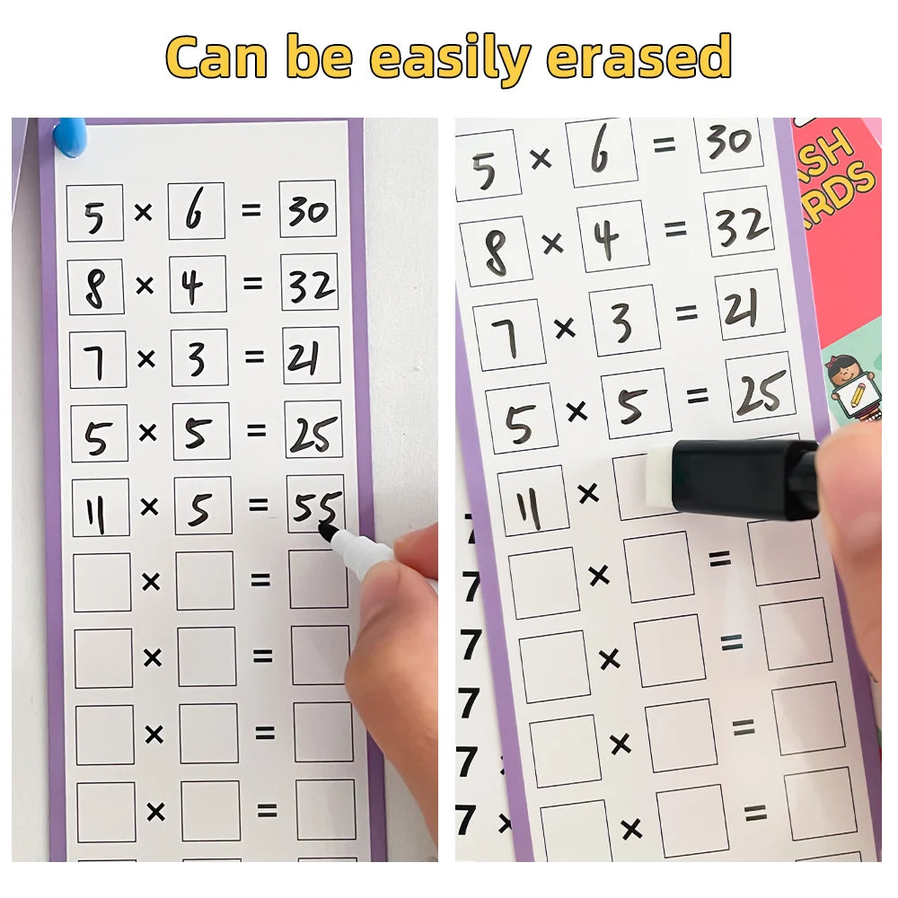 0-12 Times Table Cards Multiplication Charts Self Check Math Learning Tool Montessori Mathematical Training Teaching Aid