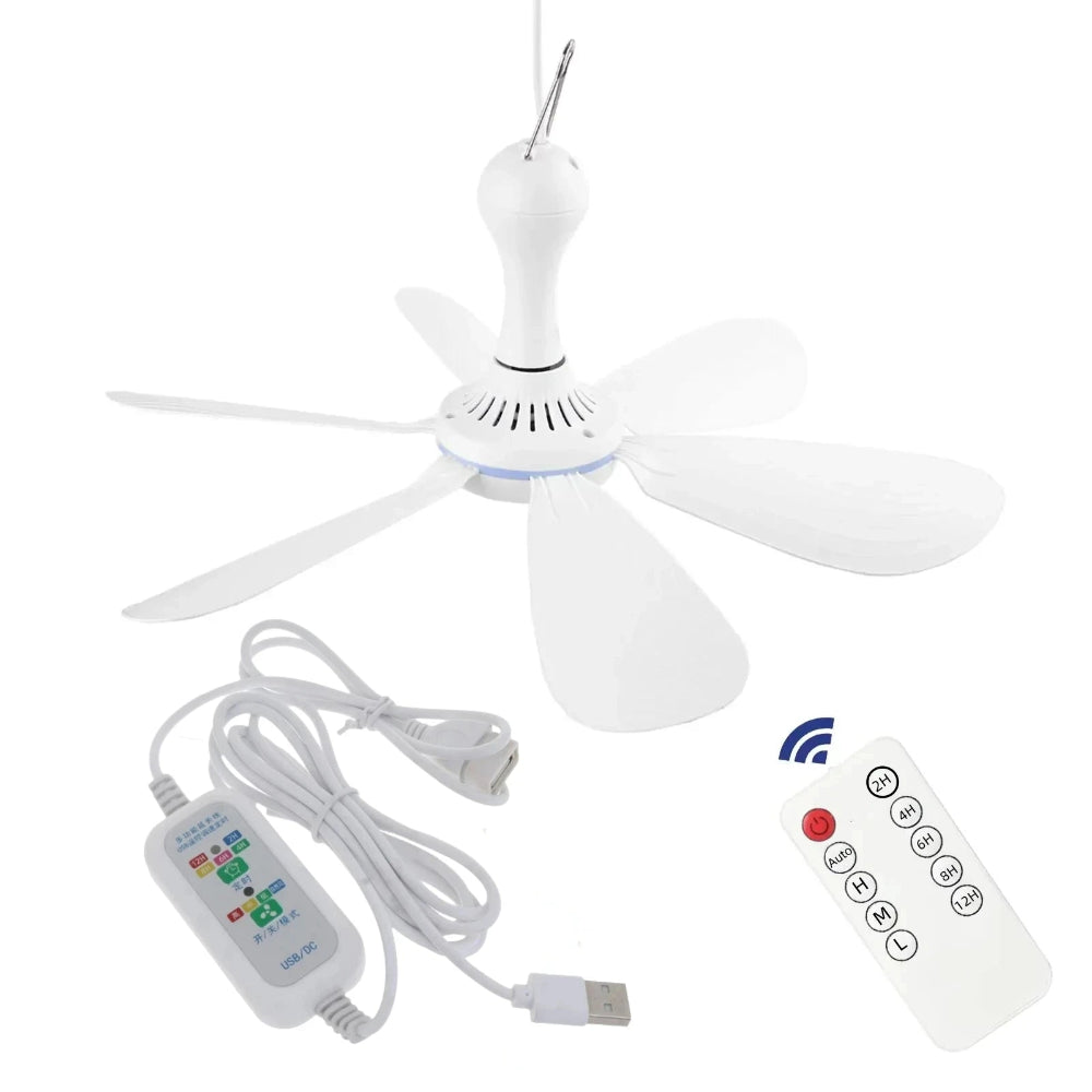 Usb Fan Silent 6 Blade Ceiling 4 Speed Hanging For Camping Bed Outdoor Camper Tents