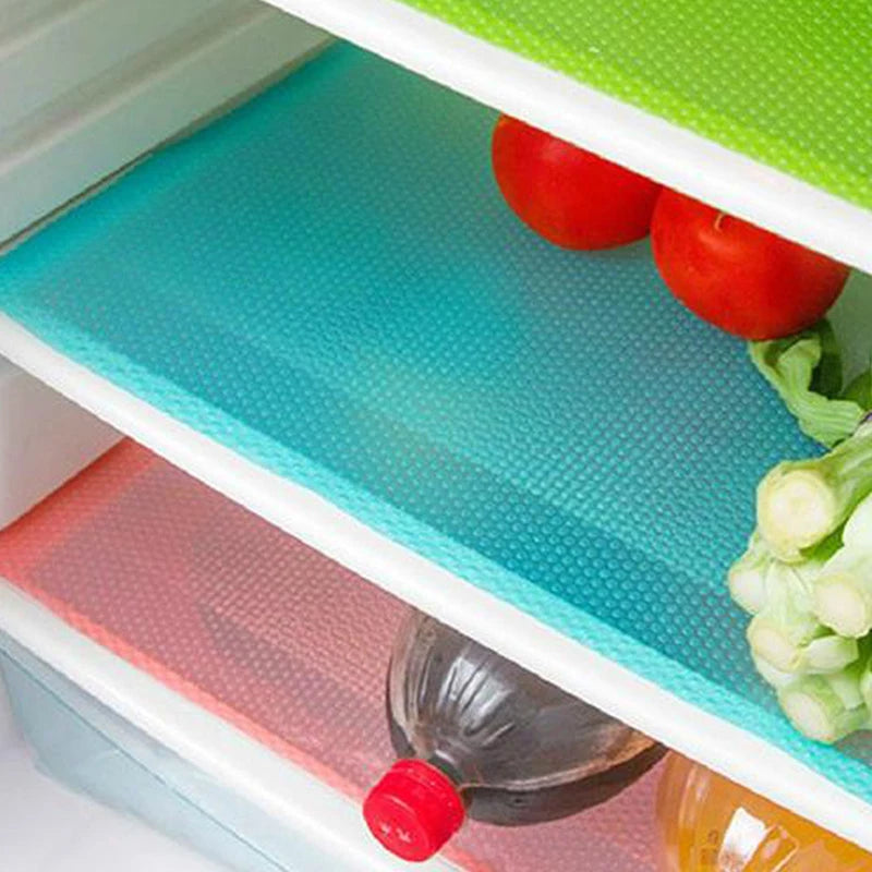 4Pcs Eva Waterproof Fridge Mat Washable Kitchen Liner Anti Oil Drawer Pad