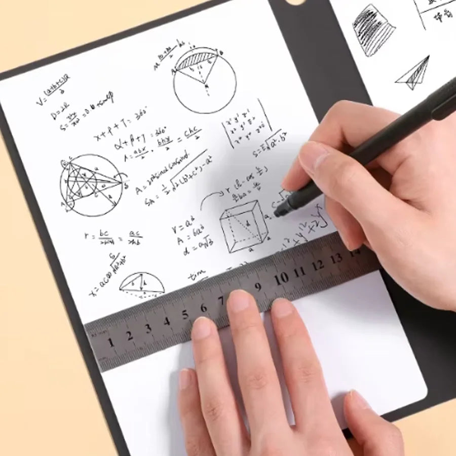 A5 Reusable Whiteboard Notebook Set With Pen Erasing Cloth Leather Memo Pad Weekly Planner Portable Stylish Office