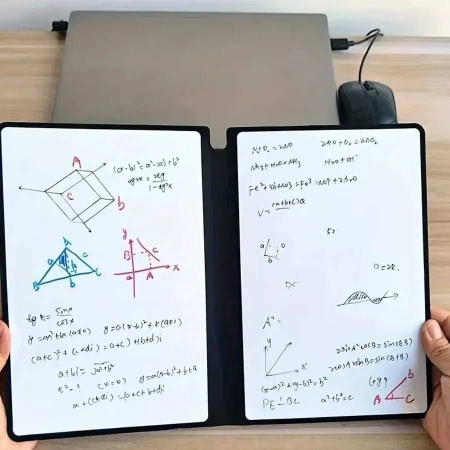 A5 Reusable Whiteboard Notebook Set With Pen Erasing Cloth Leather Memo Pad Weekly Planner Portable Stylish Office