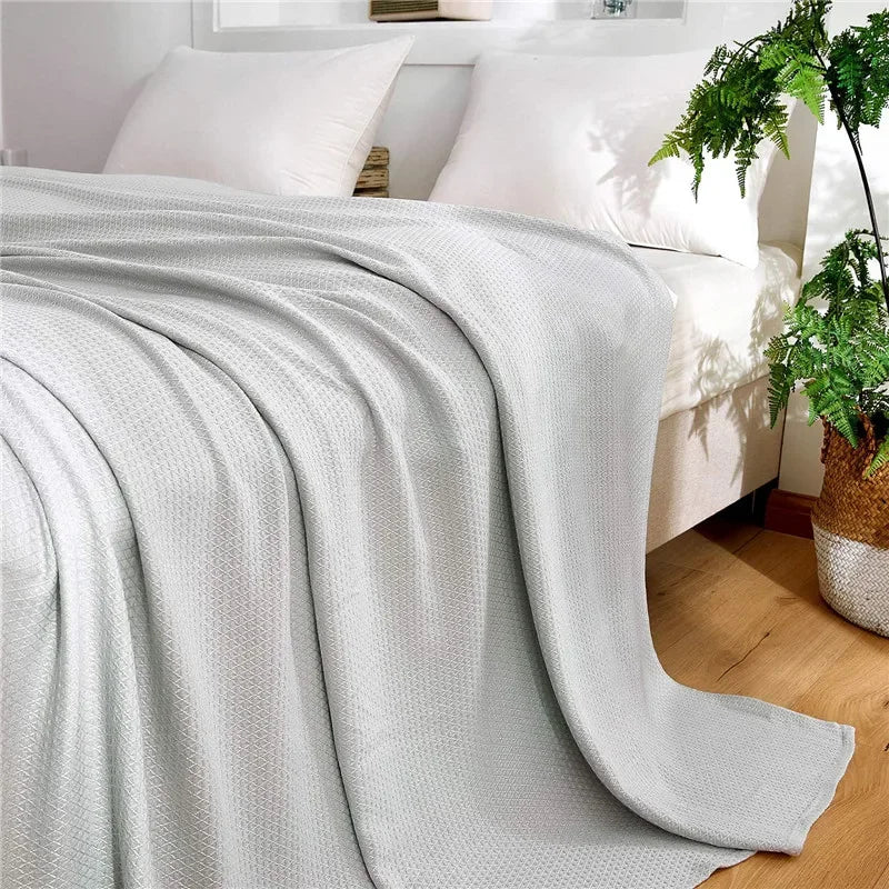 Summer Cooling Bamboo Fiber Blanket Thin Breathable Throw For Bed Sofa Travel

<